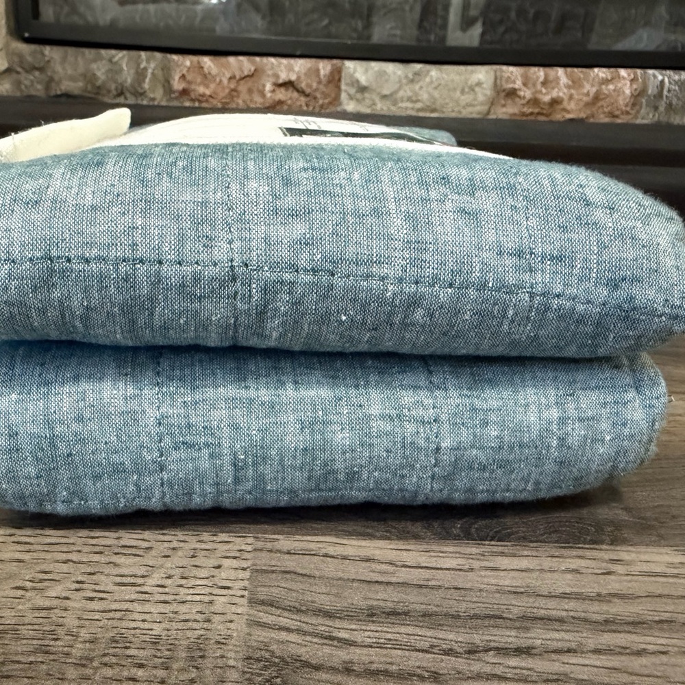 Tahari Home Blue 2 Standard Shams - Picture 2 of 3